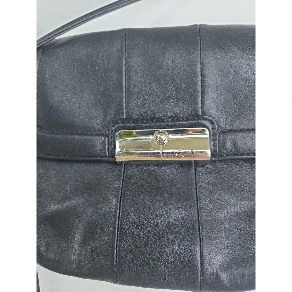 Coach Kristin Black Leather Crossbody Wallet Bag Purse Vintage